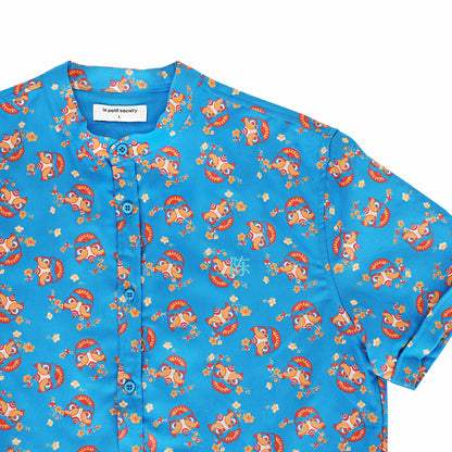 Lion Dance Series - Men’s Shirt in Blue (Personalisable) by Le Petit Society — image 3