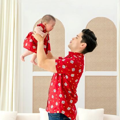 Lion Dance Series - Baby Girl Cheongsam in Red by Le Petit Society — image 2