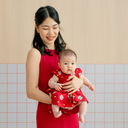 Lion Dance Series - Baby Girl Cheongsam in Red by Le Petit Society