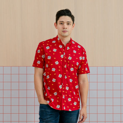 Lion Dance Series - Men’s Shirt in Red (Classic Fit) by Le Petit Society — image 8