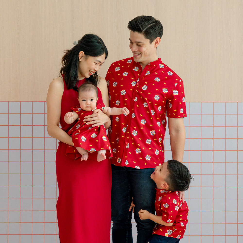 Lion Dance Series - Men’s Shirt in Red (Classic Fit) by Le Petit Society — image 4