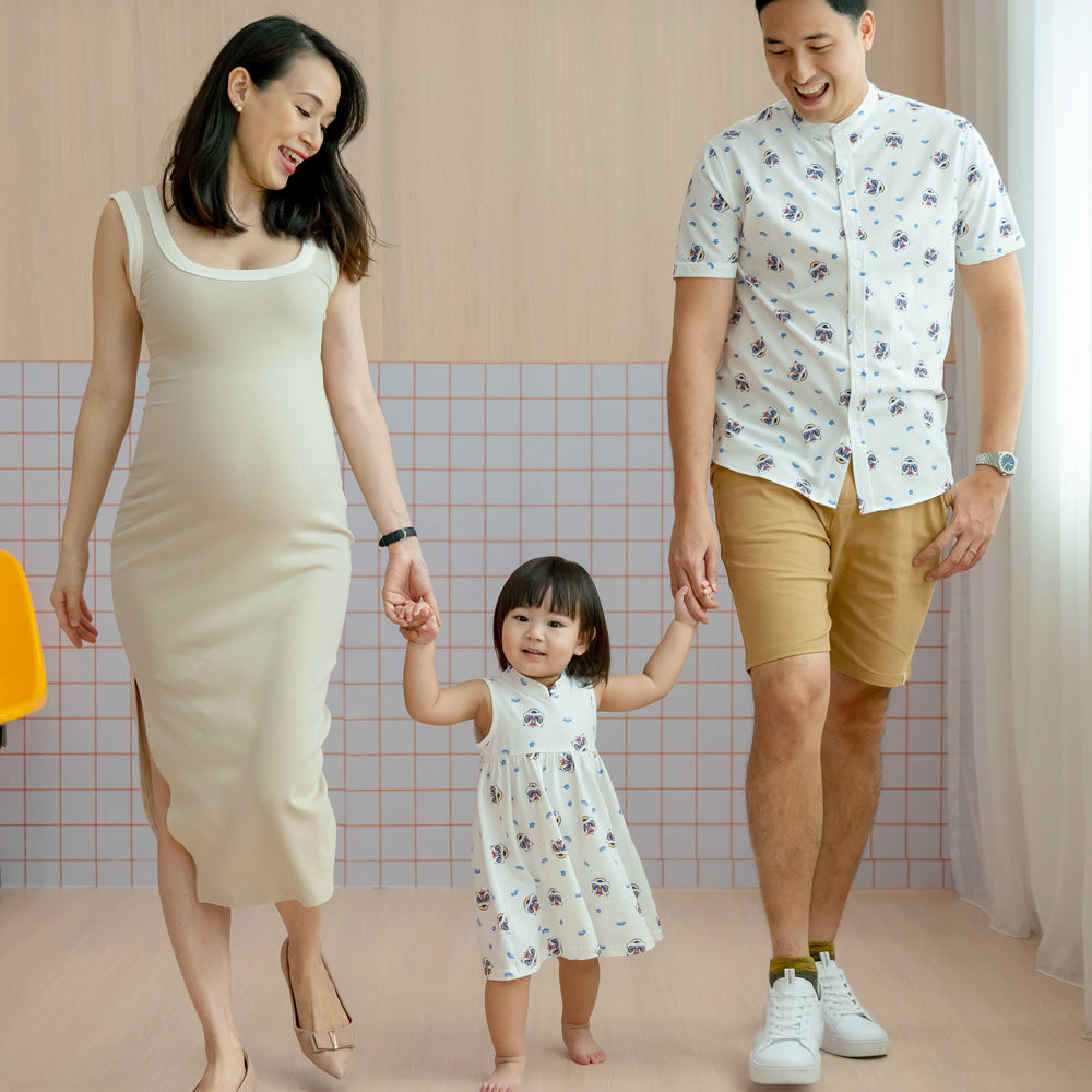 Lion Dance Series - Baby Girl Jersey Cheongsam in White by Le Petit Society — image 2