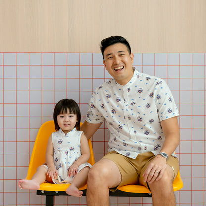 Lion Dance Series - Baby Girl Jersey Cheongsam in White by Le Petit Society — image 3