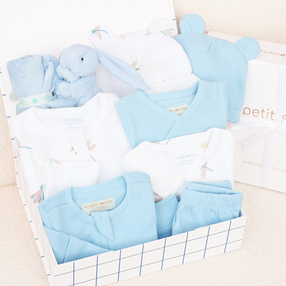 Little Milestones Baby Boy Set in Cerulean Breeze by Le Petit Society