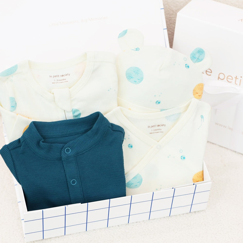 Little Milestones Baby Boy Set in Planet Explorer by Le Petit Society