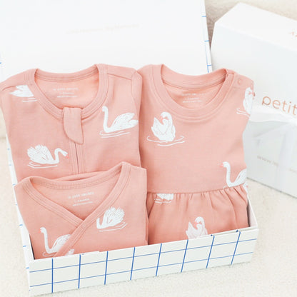 Little Milestones Baby Girl Set in Swan Serenade by Le Petit Society — image 10