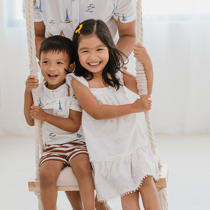 Resort Series - Kids Terry Shorts in Brown Stripes by Le Petit Society — image 7
