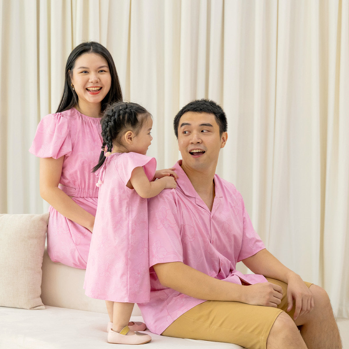 Heritage Series - Men's Camp Collar Shirt in Pink Orchid Print (Relaxed Fit) by Le Petit Society — image 3
