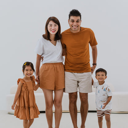 Resort Series - Kids Terry Shorts in Brown Stripes by Le Petit Society — image 8