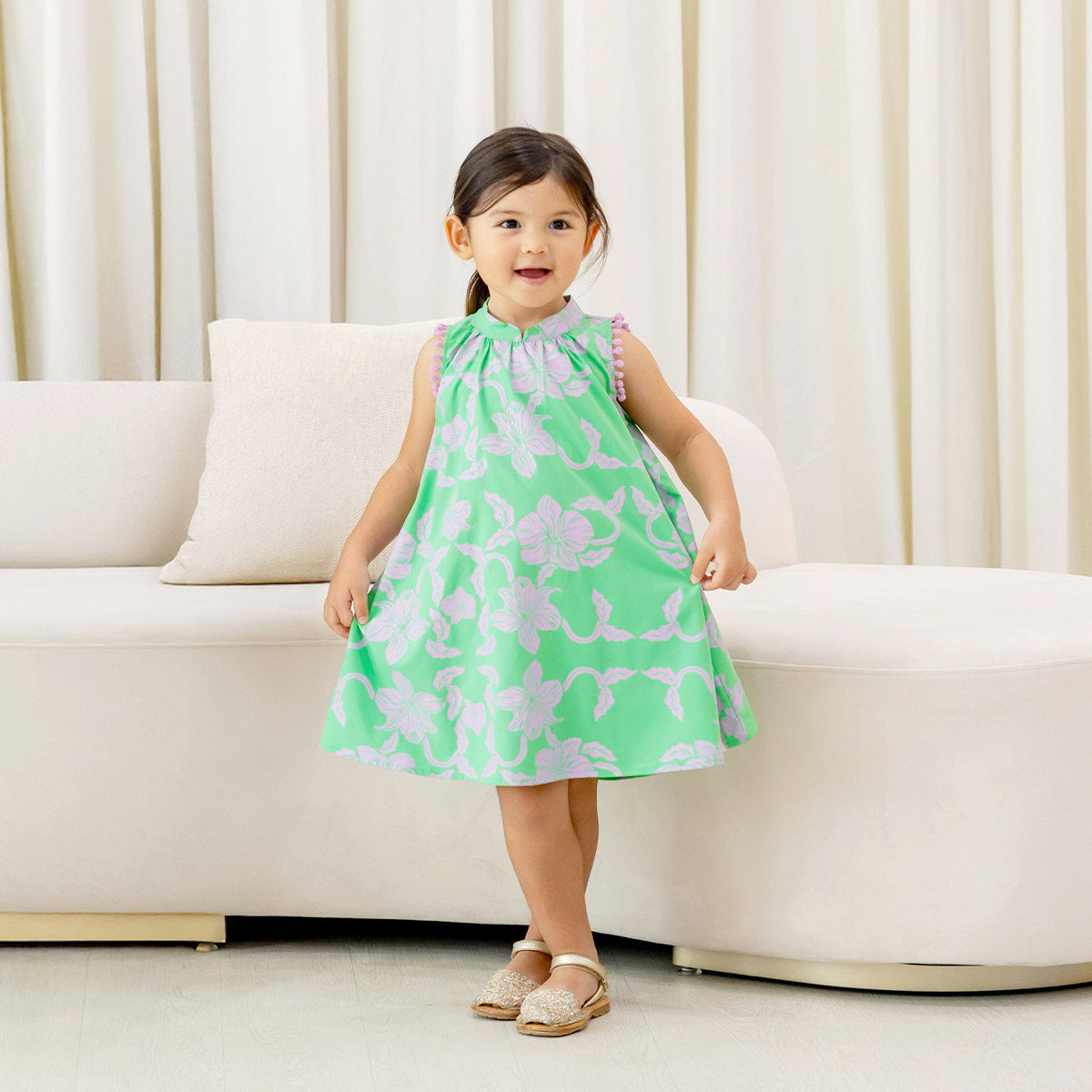 Heritage Series - Girls Cheongsam in Green Orchid Print by Le Petit Society — image 8