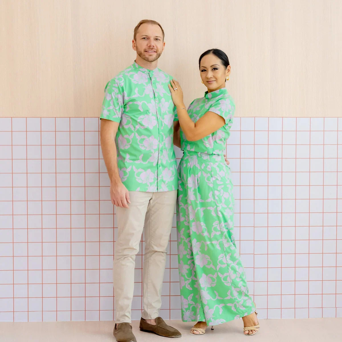 Heritage Series - Ladies Cheongsam Top in Green Orchid Print by Le Petit Society — image 2