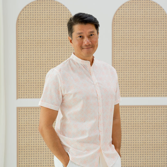 Chinese Motif Series - Men's Shirt in Pink Motif (Classic Fit) by Le Petit Society
