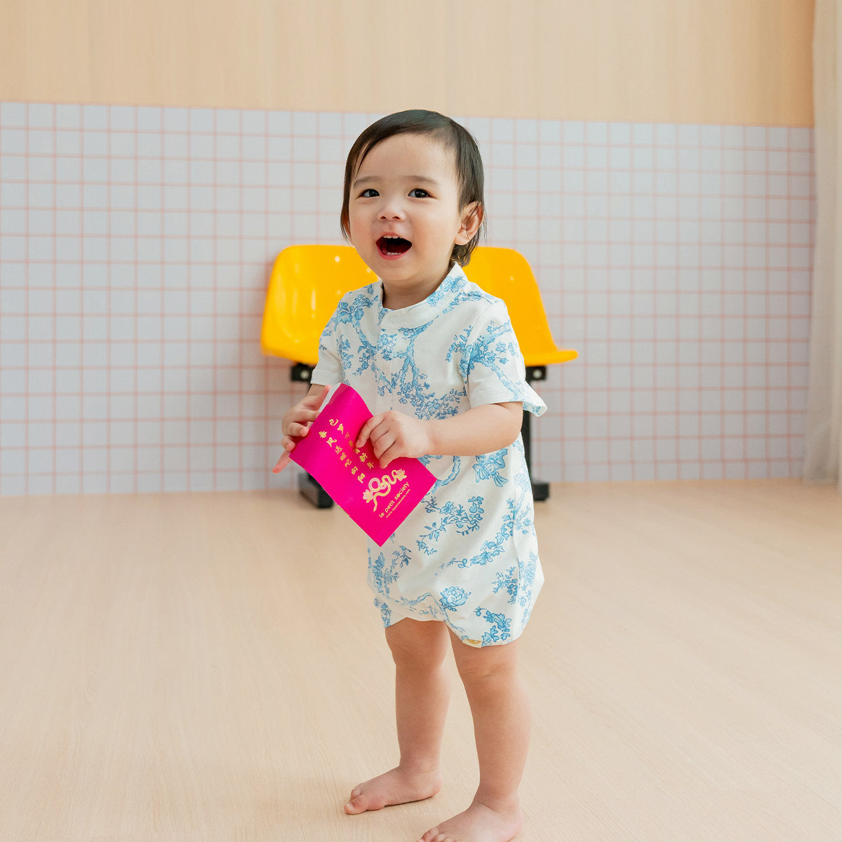 Heritage Series - Baby Boy Jersey Romper in Floral Porcelain Print by Le Petit Society — image 8