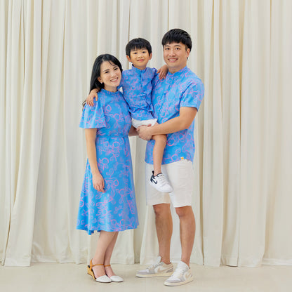 Mandarin Orange Series - Boy's Shirt in Blue by Le Petit Society — image 3