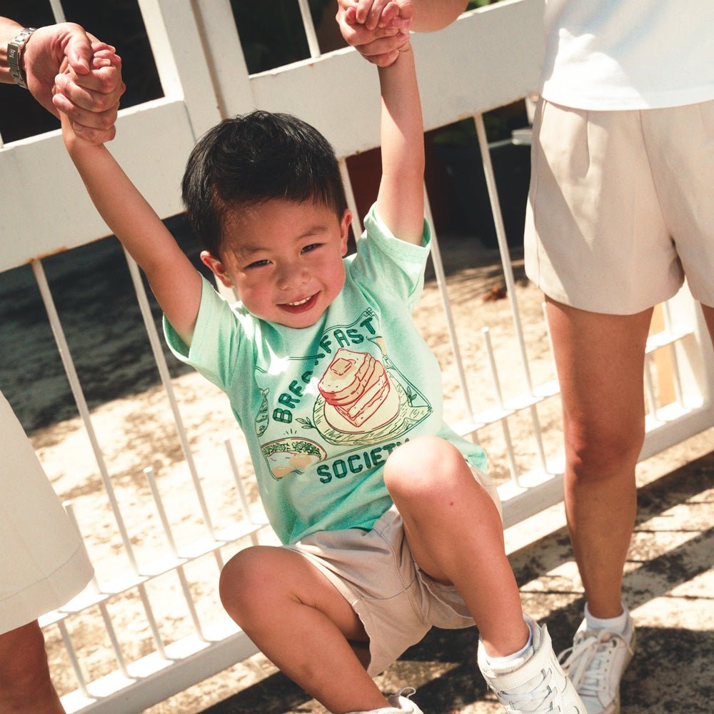 A Singapore Series - Breakfast Society Kids Tee in Mint by Le Petit Society
