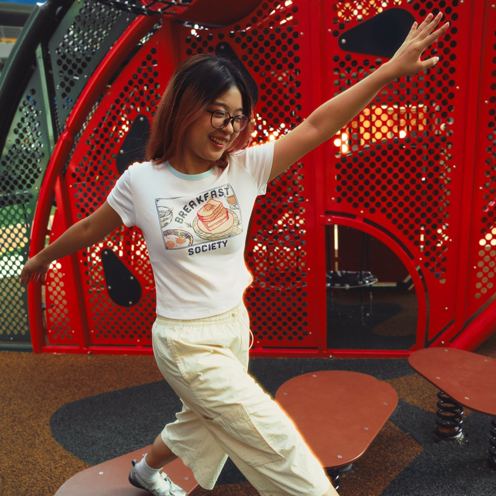 A Singapore Series - Breakfast Society Ladies/Teens Tee in White by Le Petit Society — image 3