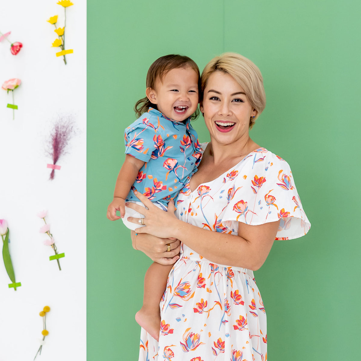 Garden Series - Boys Blue Shirt in Floral Print (Personalisable) by Le Petit Society — image 6