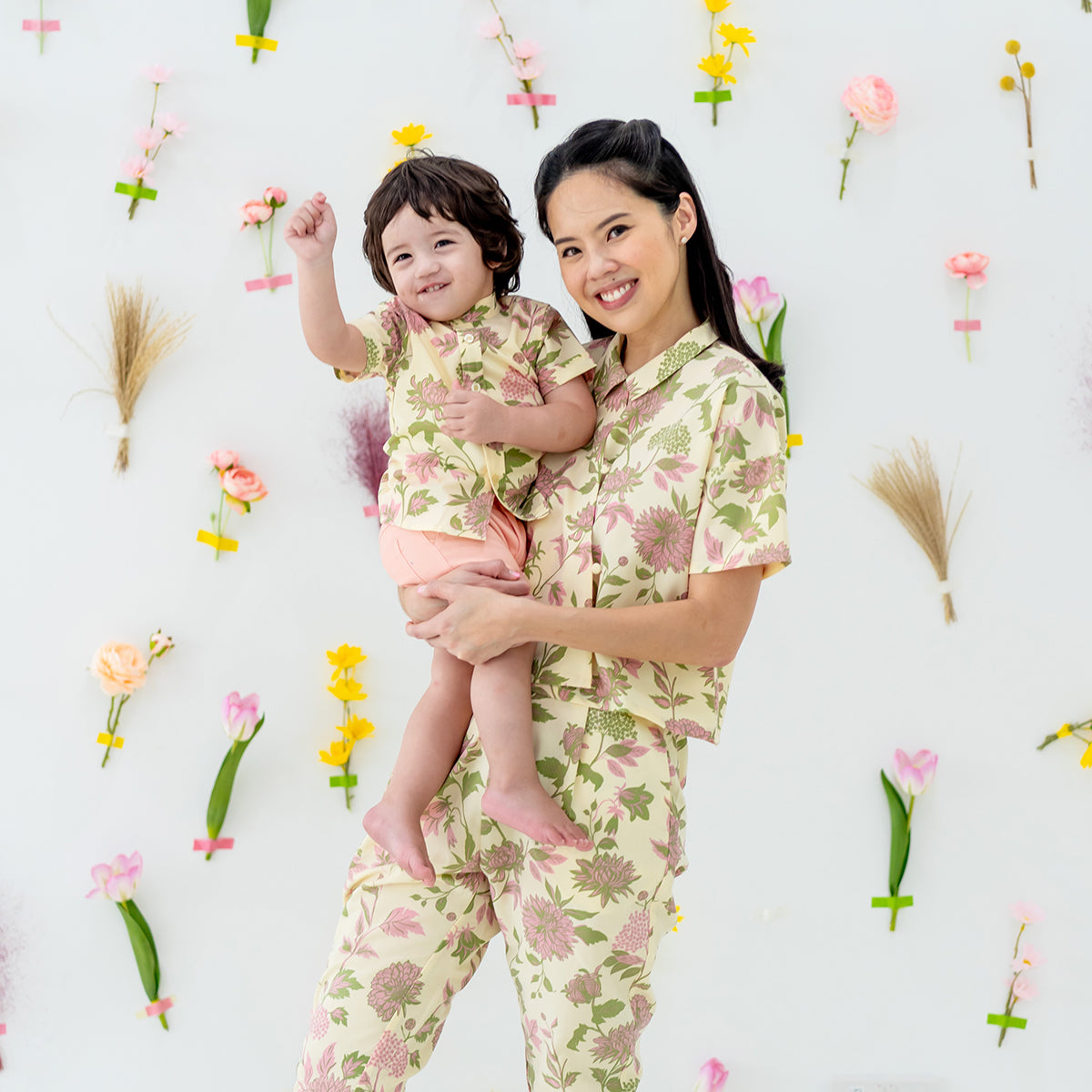 Garden Series - Ladies Wrap Top in Yellow Chrysanthemum Print by Le Petit Society — image 2