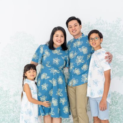 Garden Series - Men's Blue Shirt in Magnolia Print (Personalisable) by Le Petit Society — image 4