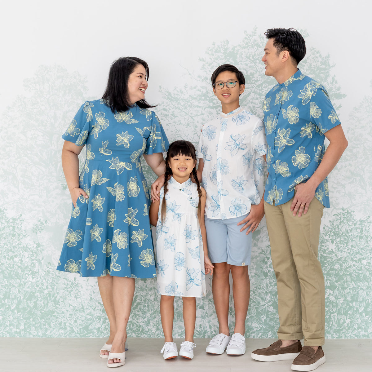 Garden Series - Men's Blue Shirt in Magnolia Print (Personalisable) by Le Petit Society — image 2