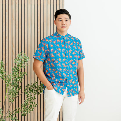 Lion Dance Series - Men’s Shirt in Blue (Personalisable) by Le Petit Society