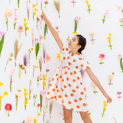 Mandarin Orange Series in Girls Asymmetrical Baby Doll Dress (Personalisable) by Le Petit Society — image 5