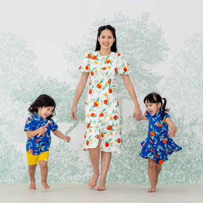 Mandarin Orange Series - Ladies Dress in White Floral Orange Print by Le Petit Society — image 6