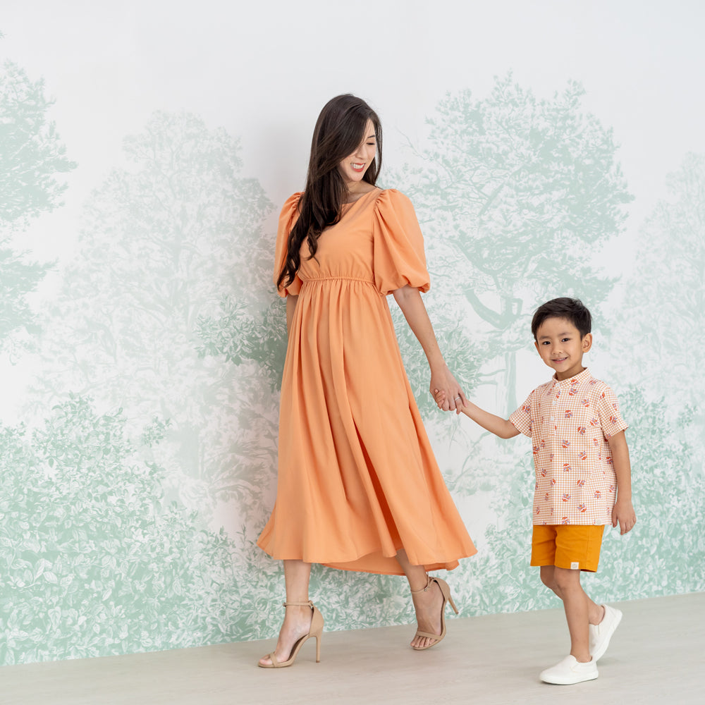 Mandarin Orange Series - Ladies Midi Dress in Orange by Le Petit Society — image 7