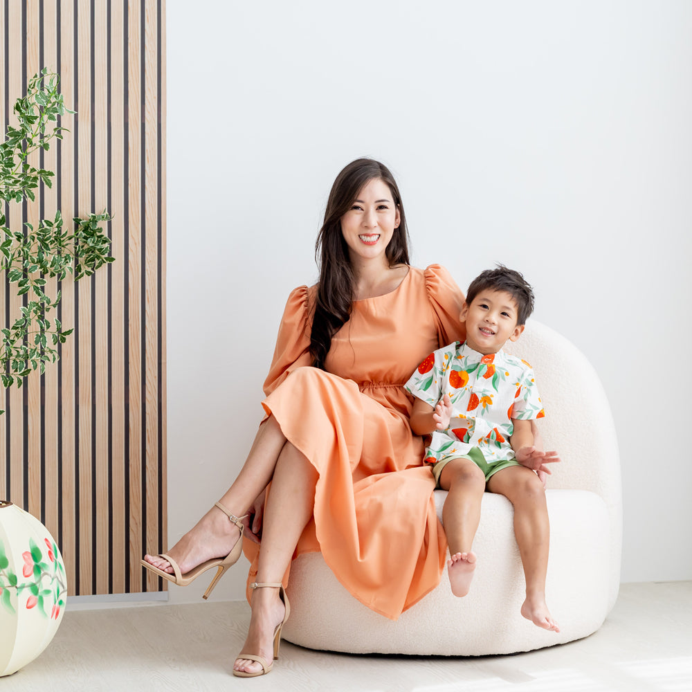 Mandarin Orange Series - Ladies Midi Dress in Orange by Le Petit Society — image 3