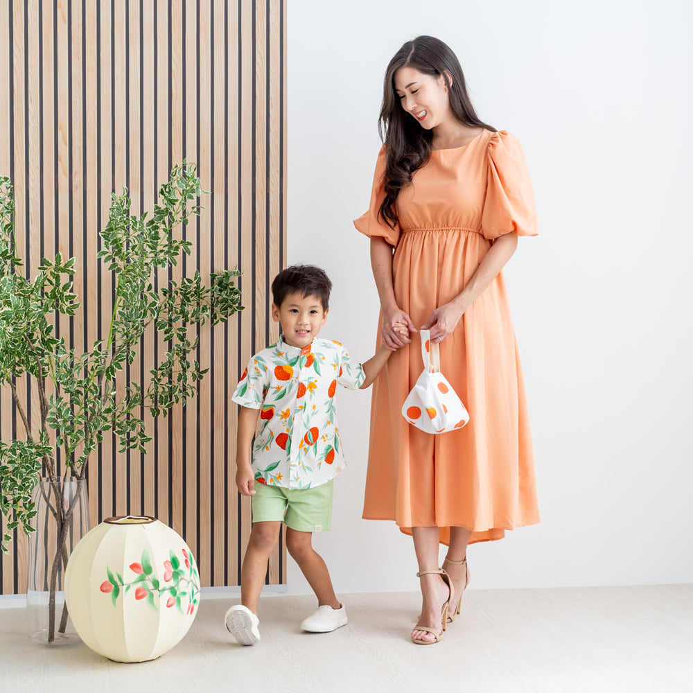 Mandarin Orange Series - Ladies Midi Dress in Orange by Le Petit Society — image 8