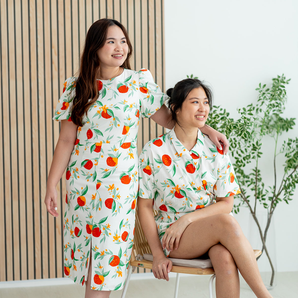 Mandarin Orange Series - Ladies Dress in White Floral Orange Print by Le Petit Society — image 9