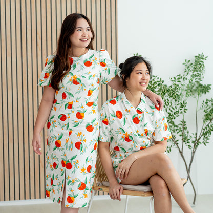 Mandarin Orange Series - Ladies Dress in White Floral Orange Print by Le Petit Society — image 9