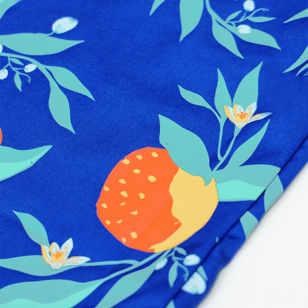 Mandarin Orange Series - Men's Shirt in Blue Floral Orange Print (Personalisable) by Le Petit Society — image 8