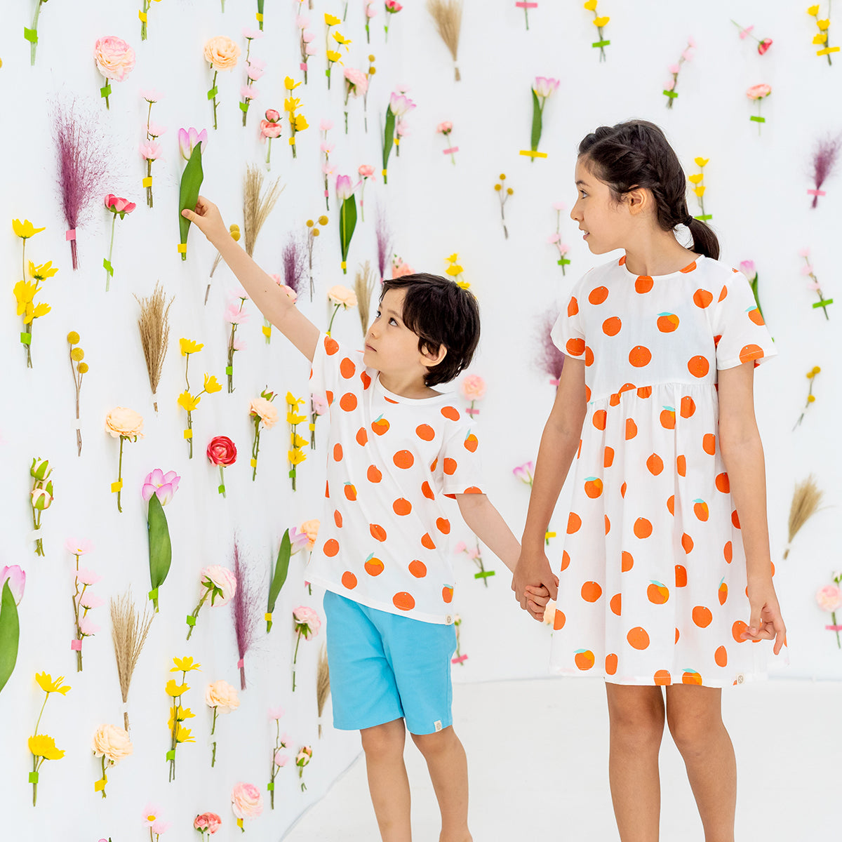 Mandarin Orange Series in Girls Asymmetrical Baby Doll Dress (Personalisable) by Le Petit Society — image 6