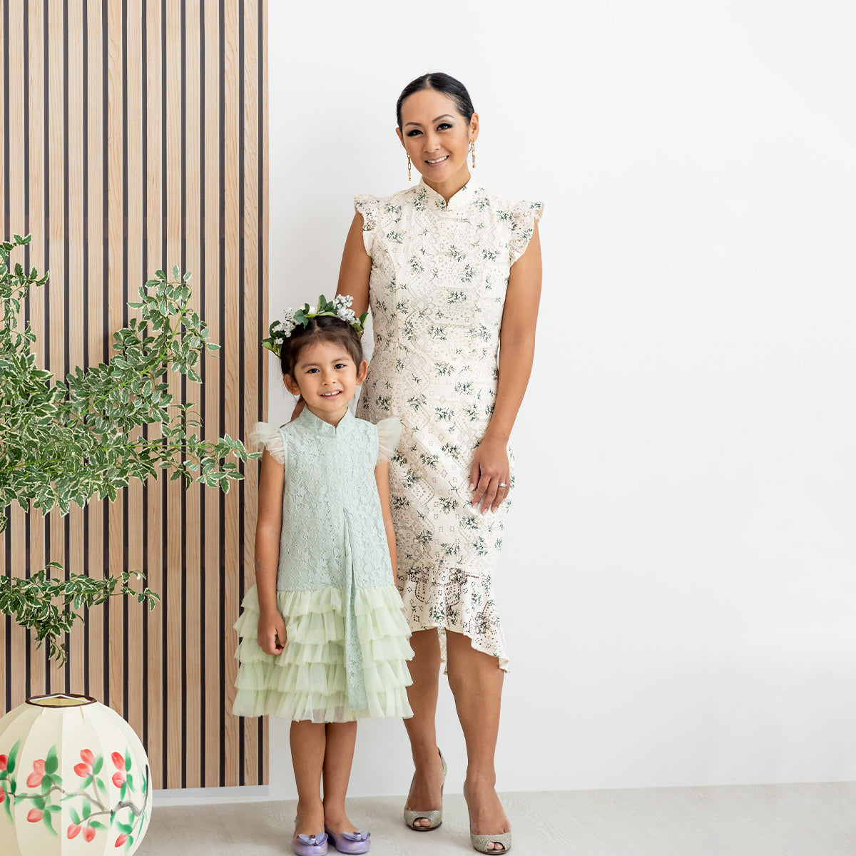 Spring Series - Girls Tiered Tulle Lace Dress in Sage by Le Petit Society — image 3