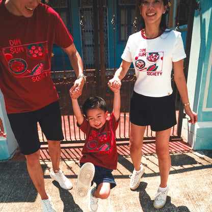 A Singapore Series - Dim Sum Society Adult Tee in Maroon by Le Petit Society — image 2