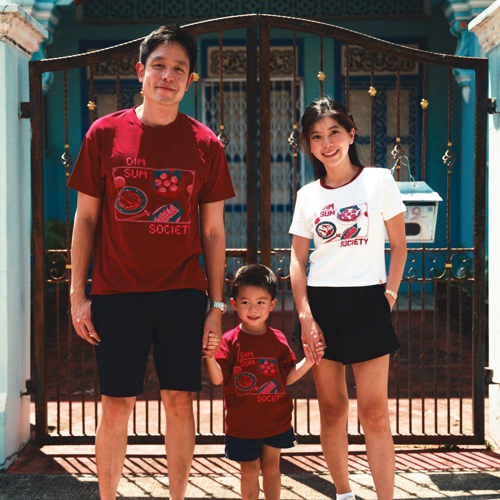 A Singapore Series - Dim Sum Society Adult Tee in Maroon by Le Petit Society — image 4