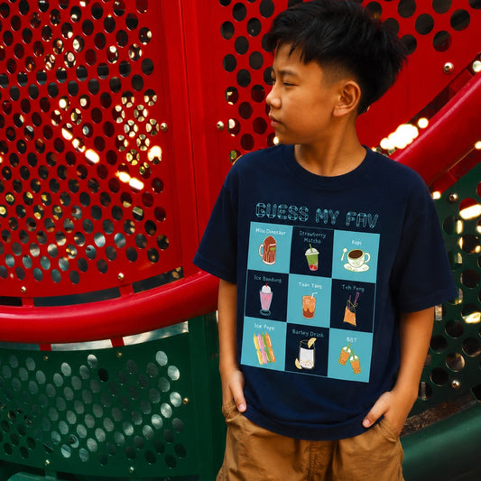 A Singapore Series - Fav Drinks Kids Tee in Navy by Le Petit Society