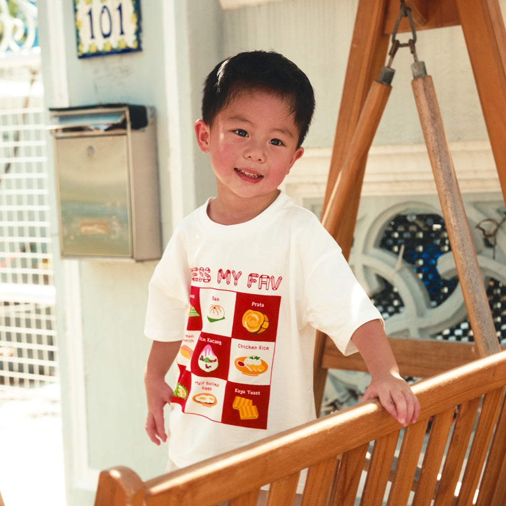 A Singapore Series - Fav Food Kids Tee in White by Le Petit Society