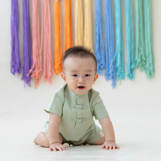 Heritage Series - Baby Boy Romper in Jade by Le Petit Society