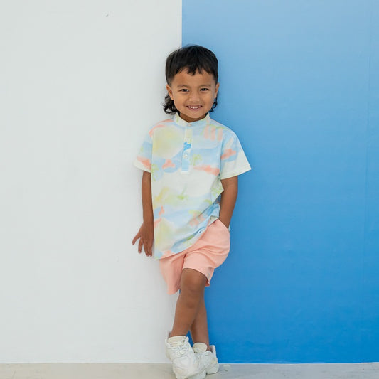 Heritage Series - Boys Jersey Shirt in MBS Watercolour Print by Le Petit Society