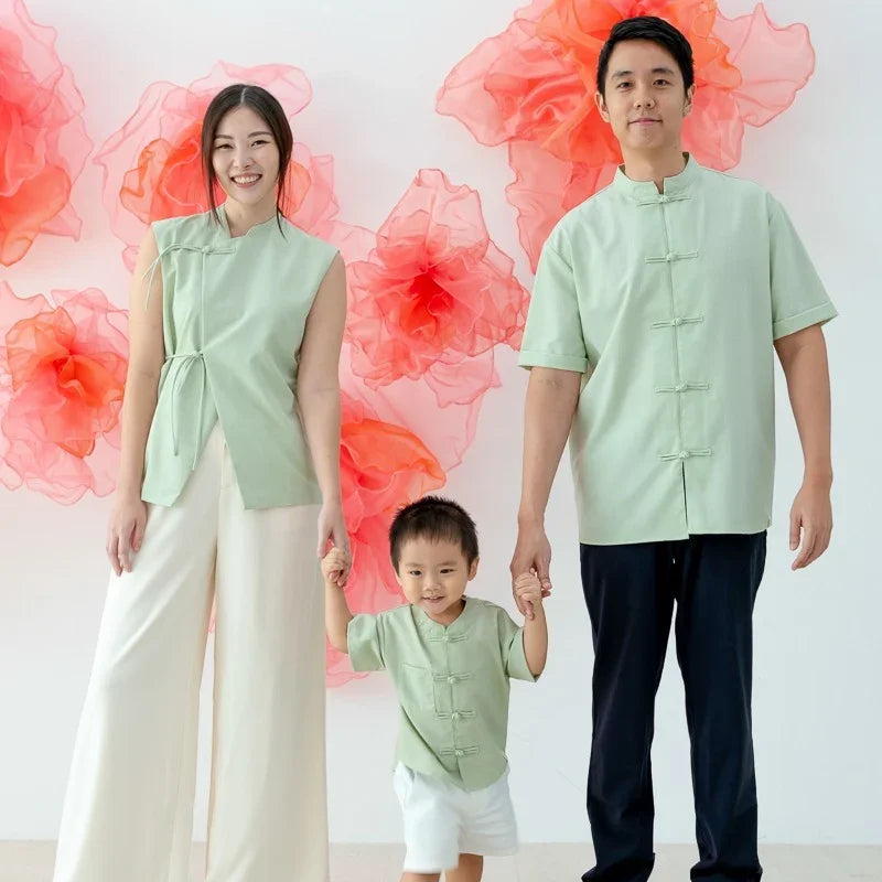人文 Hari Heritage Series - Men's Mandarin Shirt in Jade (Classic Fit) | Le