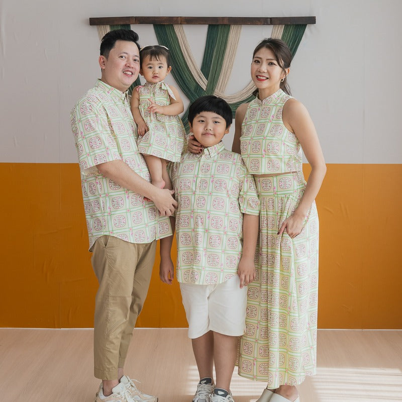 Heritage Series - Ladies Cheongsam Top in Beige Peranakan Print by Le Petit Society — image 5