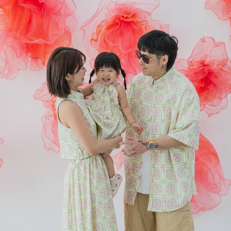 Heritage Series - Girls Cheongsam in Beige Peranakan Print by Le Petit Society — image 4