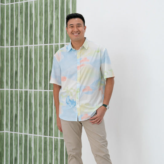 Heritage Series - Men's Shirt in MBS Watercolour Print (Relaxed Fit) by Le Petit Society