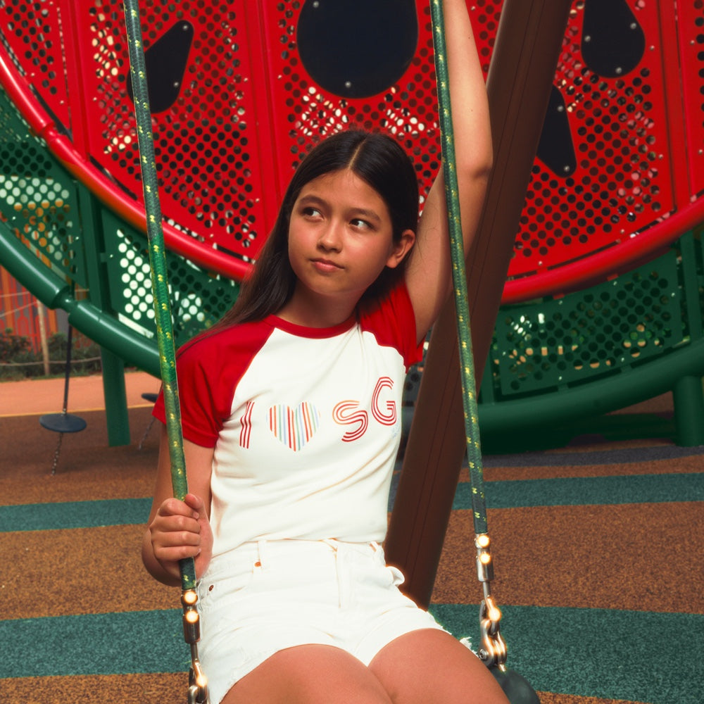 A Singapore Series in "I Love SG" Ladies/Teens Raglan Tee by Le Petit Society
