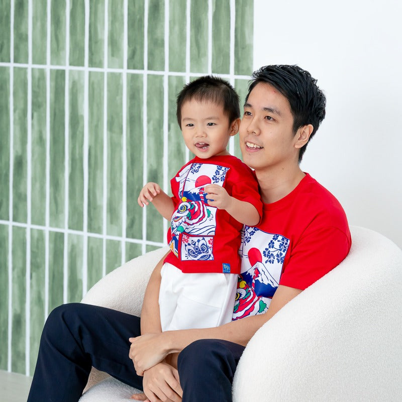 Lion Dance Series - Adult Comic Print Tee in Red by Le Petit Society — image 2