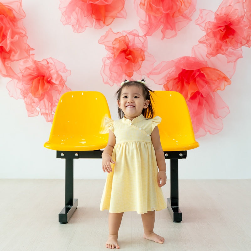 Lion Dance Series - Baby Girl Cheongsam in Yellow by Le Petit Society