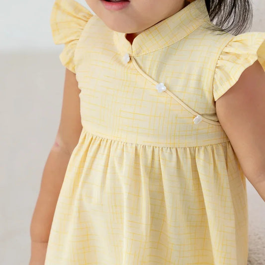 Lion Dance Series - Baby Girl Cheongsam in Yellow by Le Petit Society — image 2