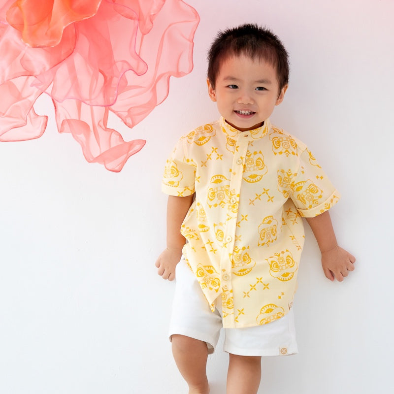 Lion Dance Series - Boys Shirt in Yellow by Le Petit Society — image 5